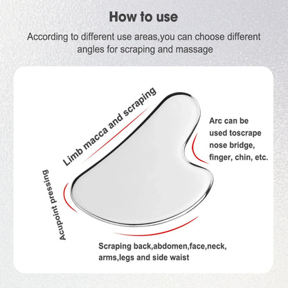 Facial Gua Sha Massager Tool - 1Pcs Stainless Steel Scraper for Face, Neck & Body Skin Care Guasha Therapy