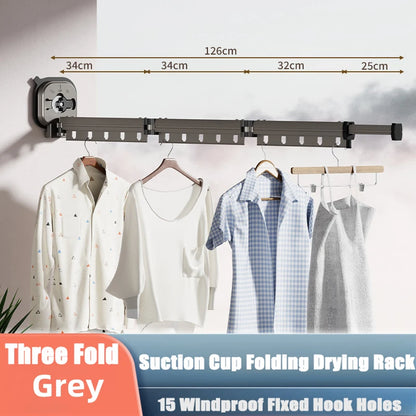 Retractable Clothes Hanger Wall Mounted No Punching Laundry Drying Rack Foldable Drying Racks Space Saving For Bathroom Balcony