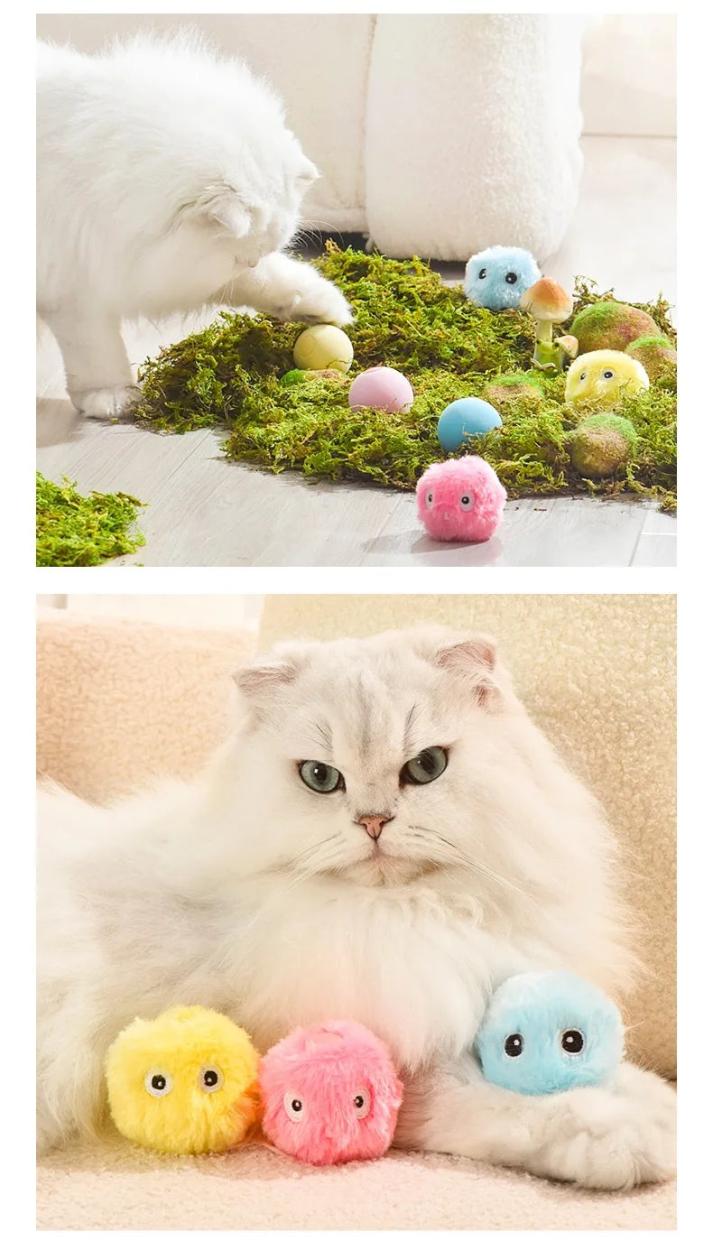 Cat Toys Balls Sound Frogs Birds Chirping Crickets EVA Balls Rolling Cat Plush Soft Self-Heeling Teaser Toys Pet Accessories