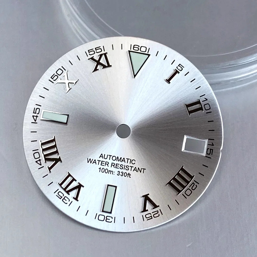 Grey Silver Sunburst 29mm Watch Dial fit NH35 NH35A NH36A Silver/Gold/Rose Gold/Green Roman Numerals Index Hand Set Watch Parts