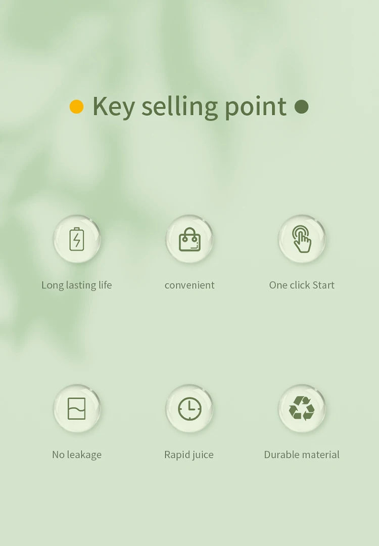 Portable Juicer Mini Electric Blender Multifunction Juice Maker Machine Fruit Mixers Extractors Smoothies Mixer 6 Blades 1200mAh