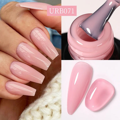 UR SUGAR 7ml Pale Pink Rubber Base Gel Nude Color Semi Permant Soak Off UV LED Self-leveling Gel Varnishes Great Coverage