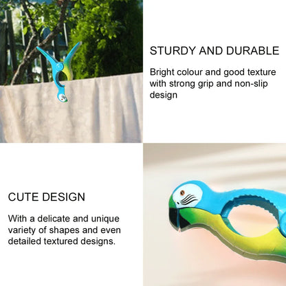 1/2PCS Cute Plastic Beach Towels Clips Large Drying Rack Retaining Clip Windproof Clothes Pegs Pins Animal Decorative Clothespin