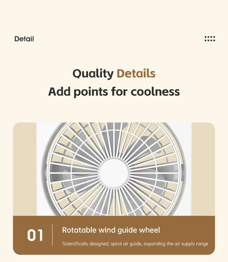 Electric Fan Portable Usb Charging Cycle Electric Fan Table Fan Digital Display 5-speed Desktop Small Fan Office Camping