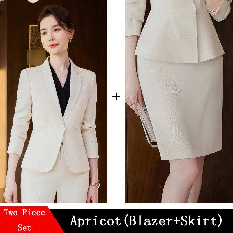 Ladies Office Work Wear Blazers Formal OL Styles Business Suits Pants and Jackets Coat Spring Autumn Professional Career Set