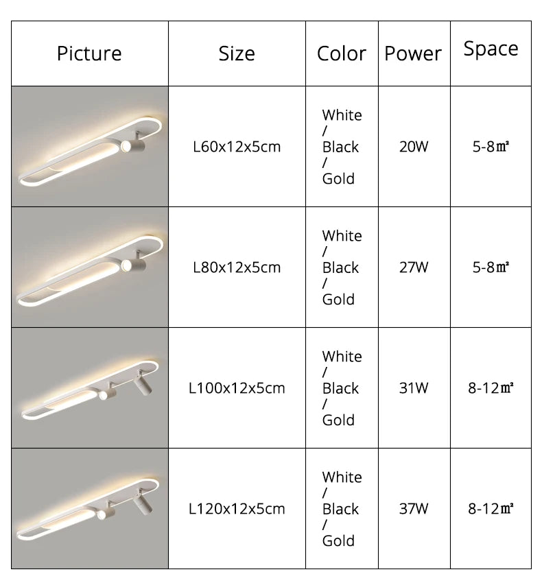 LED Ceiling Lights With Spotlights Minimalist Track Lights for Bedroom Lobby Dining Room Hall Corridor Long Strip Ceiling Lamps