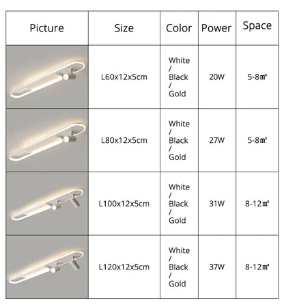 LED Ceiling Lights With Spotlights Minimalist Track Lights for Bedroom Lobby Dining Room Hall Corridor Long Strip Ceiling Lamps