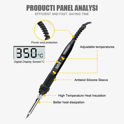 JCD 80W Electric Soldering Iron Adjustable Temperature Replaceable Soldering Iron Head Soldering Iron Pen Welding Kit 908S