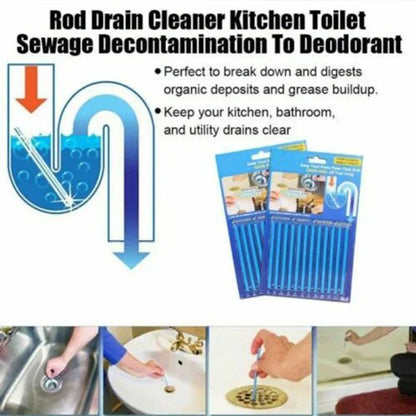 12Pc 10cm Solid Sani Sticks Oil Decontamination Kitchen Toilet Bathtub Drain Cleaner Sewer Pipe Eliminate Odor Clog Cleaning Rod