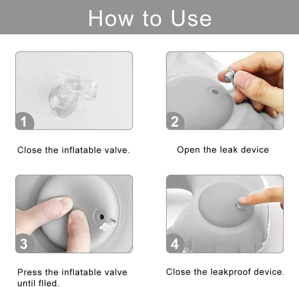 U-Shaped Inflatable Travel Pillow Portable Air Neck Support Cushion Comfortable Sleeping Press to inflate pillow