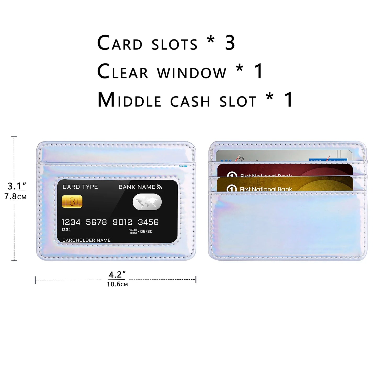 RFID Blocking Credit Card Holder Wallet for Women Men, Slim Minimalist Front Pocket Wallet with Laser Colors