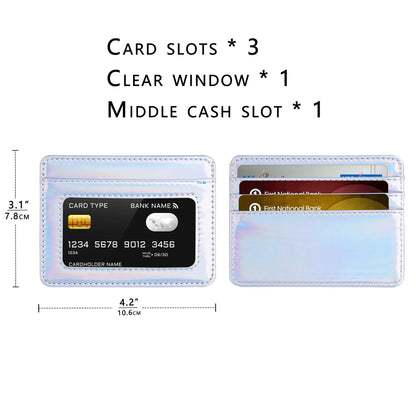 RFID Blocking Credit Card Holder Wallet for Women Men, Slim Minimalist Front Pocket Wallet with Laser Colors