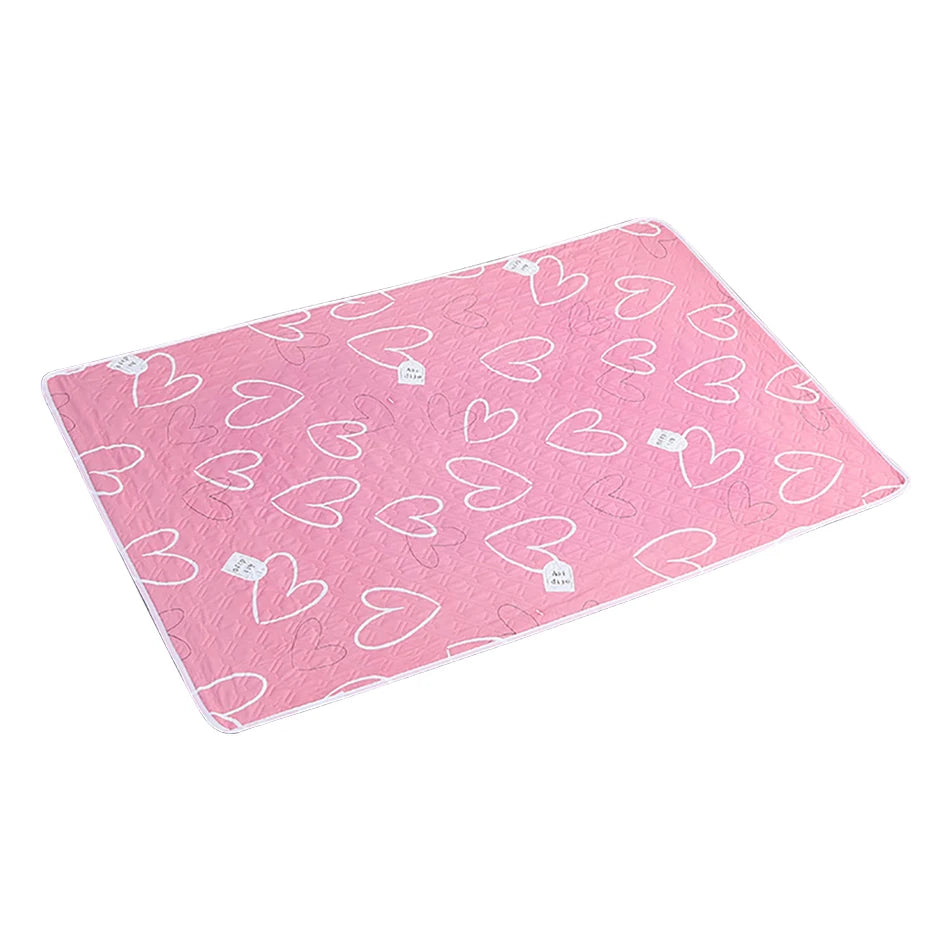 80x120cm 4 Layer Cartoon Dino Heart Diapering Mat Waterproof Washable Changing Pads for Night and Menstrual Protection Baby Care