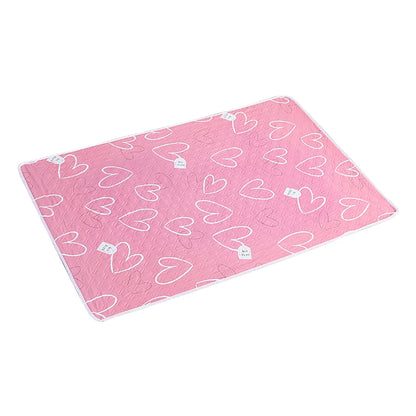 80x120cm 4 Layer Cartoon Dino Heart Diapering Mat Waterproof Washable Changing Pads for Night and Menstrual Protection Baby Care