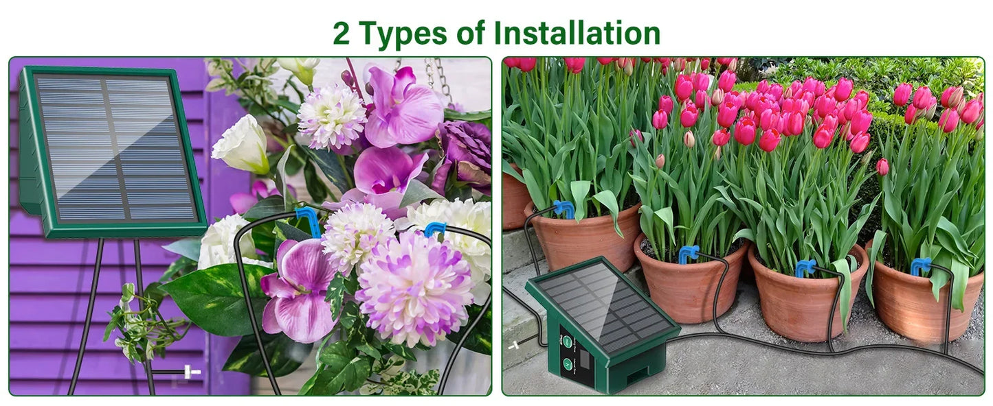 Solar Irrigation System for Garden Balcony Automatic Drip Irrigation System DIY Garden Watering System Drip Hose Irrigation