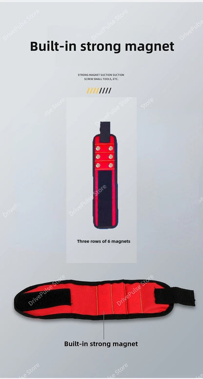Magnetic Wristband with Super Strong Magnets Holds Screws, Nails, Drill Bit. Unique Wrist Support Design Cool Handy Gadget Gifts