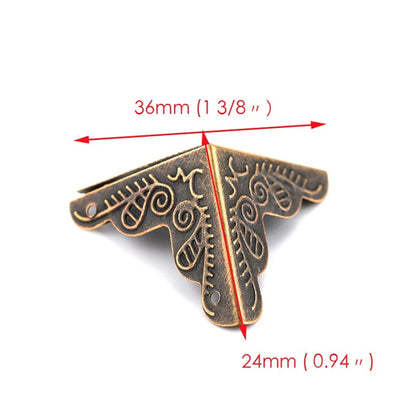12 PCS Corner Brackets Bronze Triangle Carved Cabinets Corner Protector For Home Furniture Decor Wooden Box Edge Protect Bracket