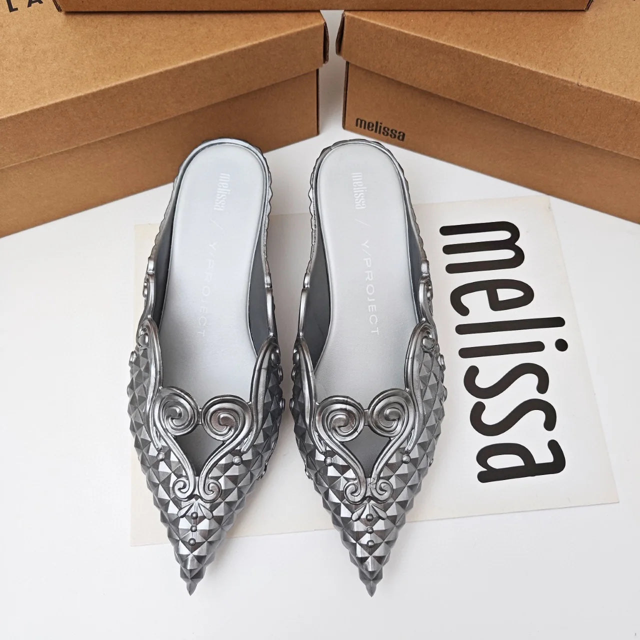 Women Sandals 2025 Spring Melissa Woman Slingback Shoes Fashion Ladies High Heels Elegant Med Heel Pointed Toe Slip on Sandal