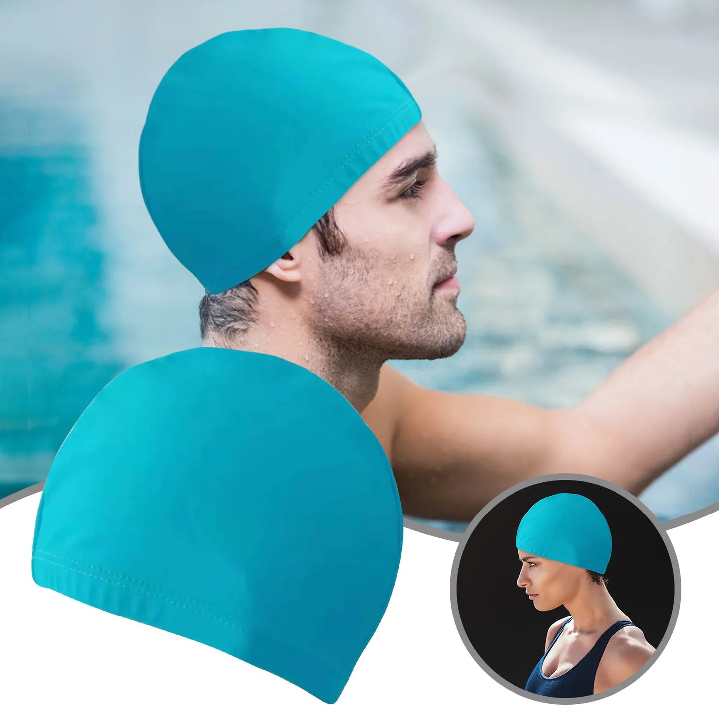 NEW Swimming Cap Elastic Nylon Ear Guards Long Hair Pool Cap Slim Swimming Cap Swimming Accessories