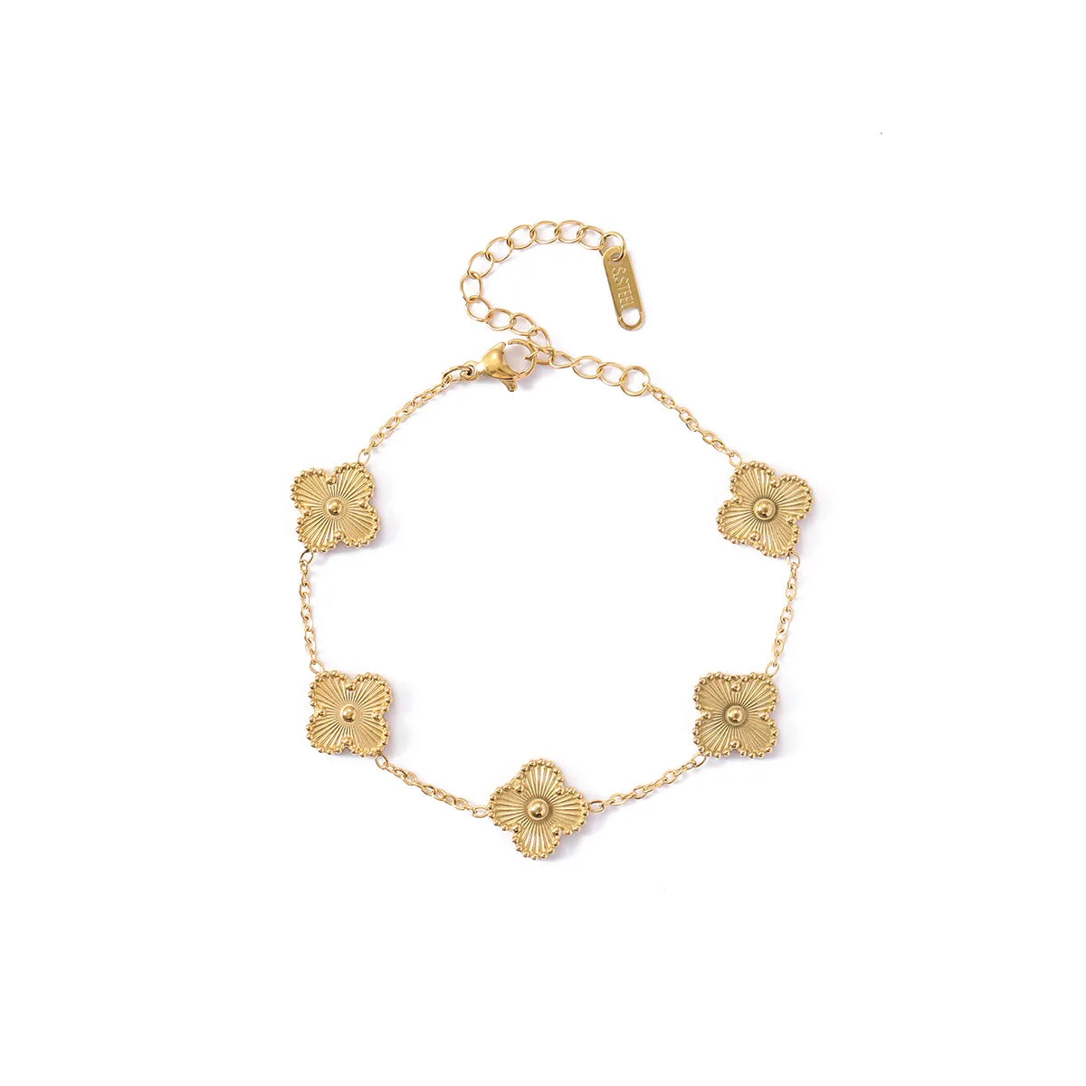 New Fashion Clover Bracelet Women Girls Gold Silver Stainless Steel Five Leaf Flower Dainty Luxury Lucky Link Bracelets Jewelry