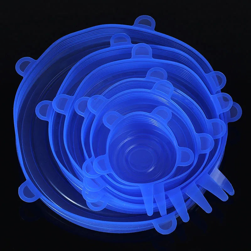 6pcs/set Silicone Cover Stretch Lids Reusable Airtight Food Wrap Covers Keeping Fresh Seal Bowl Stretchy Wrap Cover