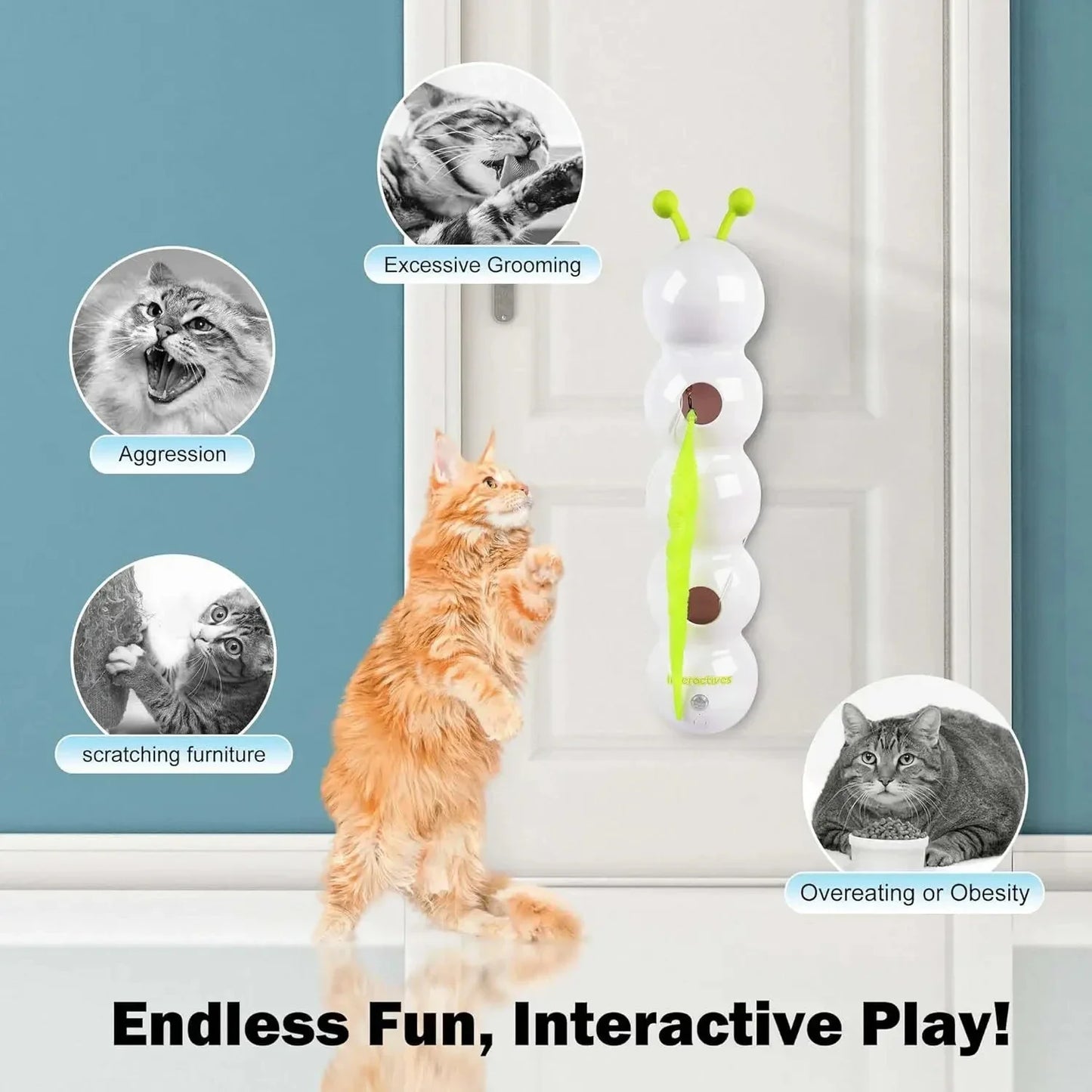 Intelligent Sensing Cat Toy Interactive Cat Stick, Durable, Automatic Swinging, Self-entertainment and Stress-relieving Wonder