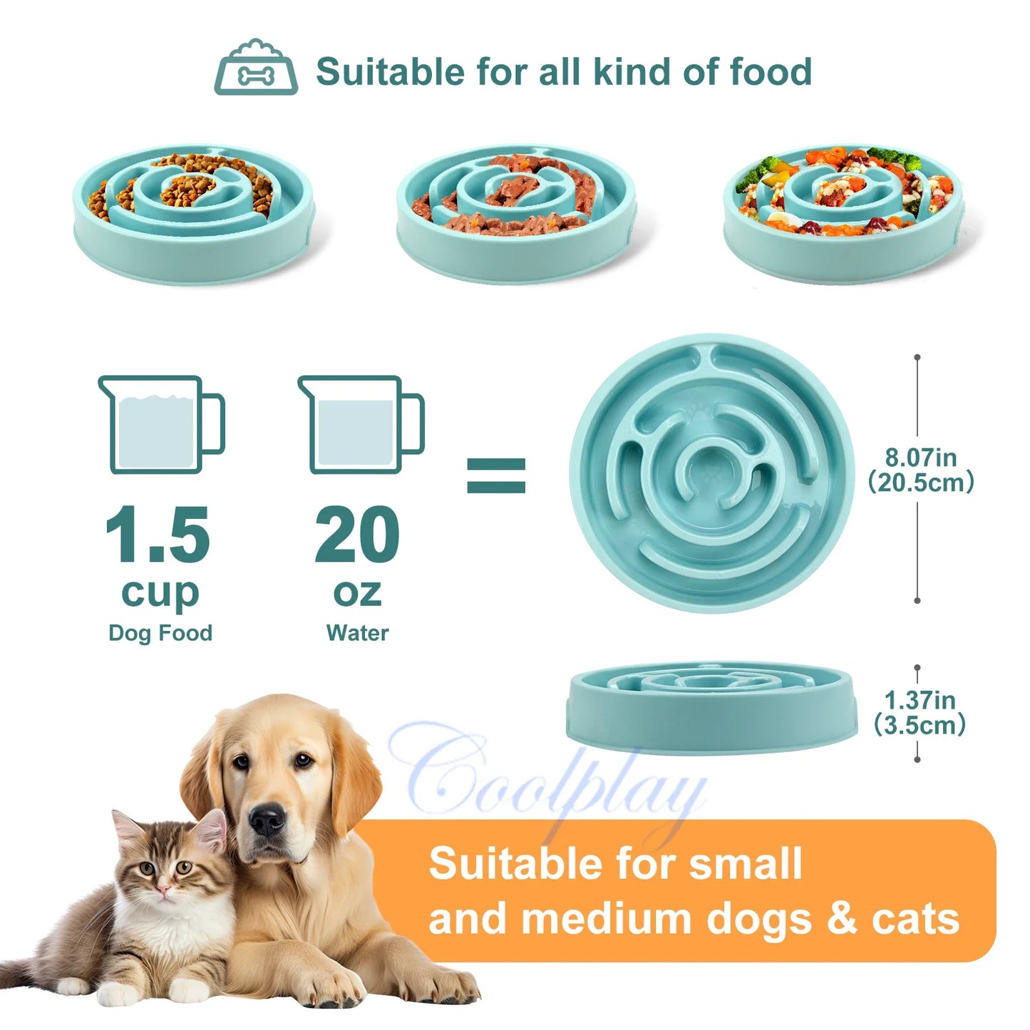Pet Slow Food Bowl Non-Slip Anti-Gulping Eco-Friendly Durable Feeder for Dogs Cats Puppies All Sizes Ecological Dog Bowl Dog Bow