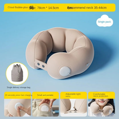 Pressed Inflation Inflatable Travel Pillow Comfort Foldable U-shaped Pillow with Storage Bag Lightweight Neck Support Cushion