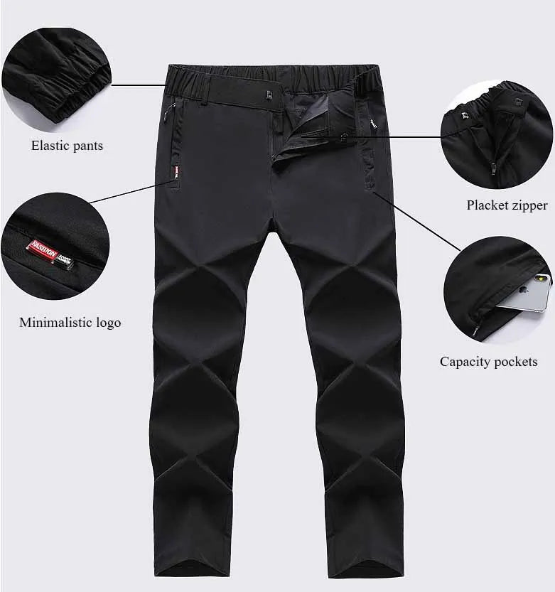 New Elastic Mens Hiking Pants Summer Quick Drying Waterproof Breathable Ultra Thin Outdoor Climbing Trekking Mens Trousers PN69