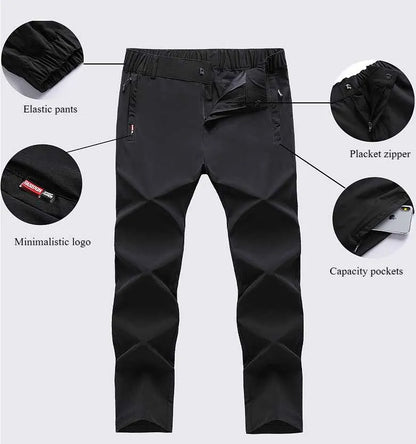 New Elastic Mens Hiking Pants Summer Quick Drying Waterproof Breathable Ultra Thin Outdoor Climbing Trekking Mens Trousers PN69