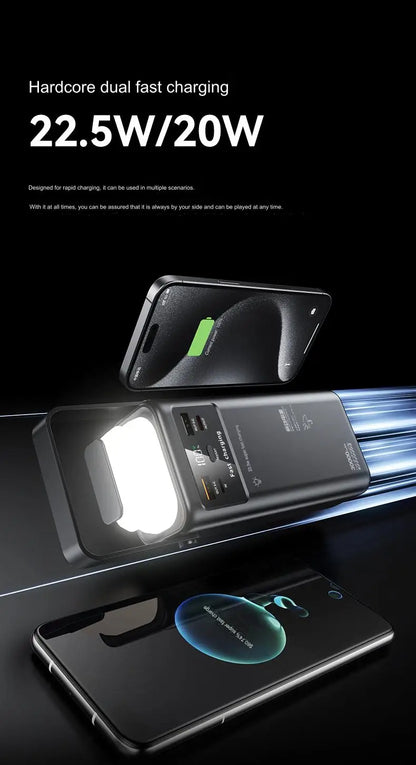 Portable outdoor emergency Power banks smartphone Backup Power 50000mah with built-in cable Powerbank 50000mah camping light