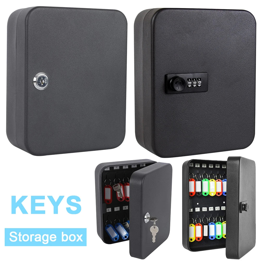 Key Box Wall Mounted 20 Key Hooks Key Cabinet Wall Mount with Key/Code Lock Key Storage Lock Box Key Cabinet Security Lock Box