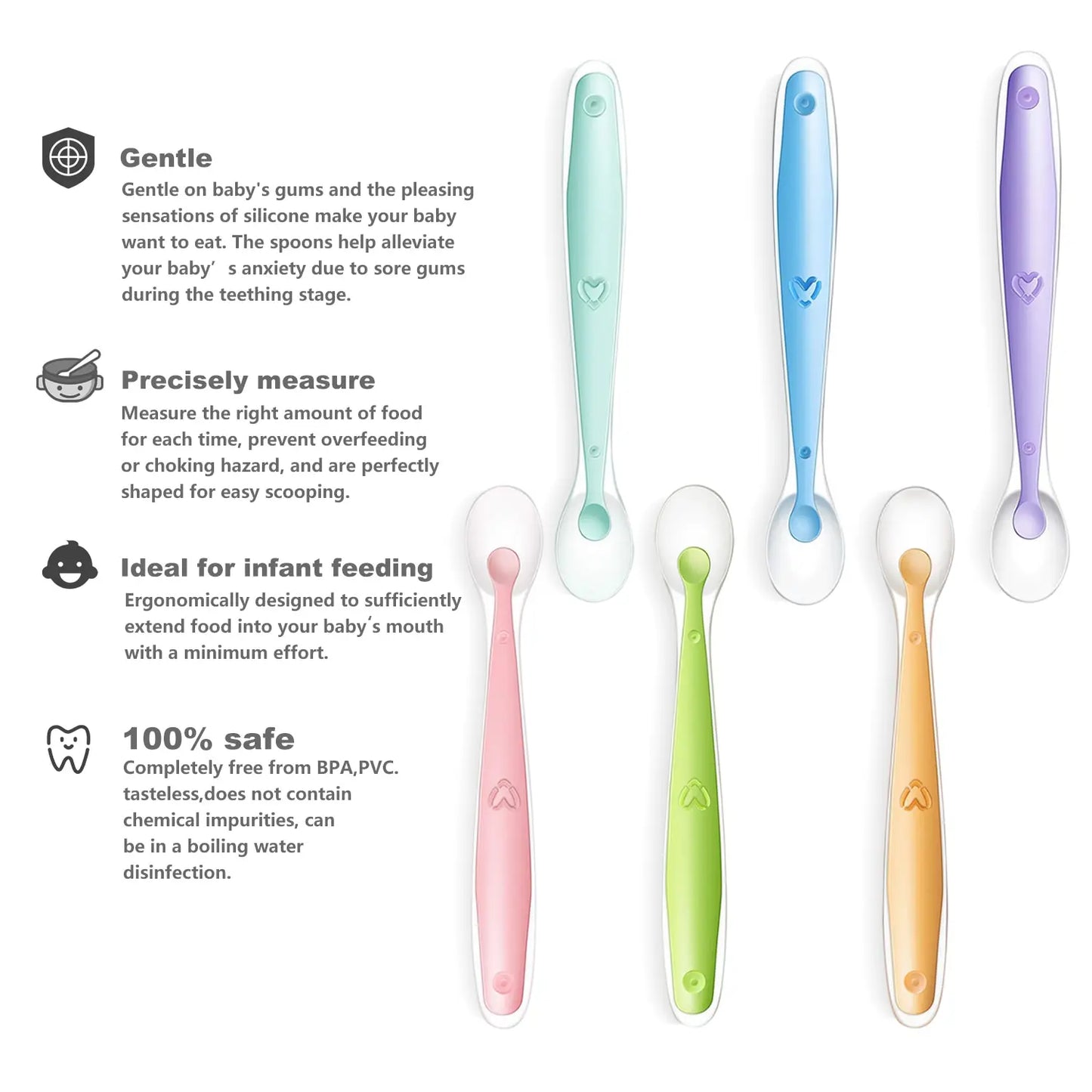 Baby Silicone Soft Spoon Training Feeding Spoons for Children kids  Infants Temperature Sensing