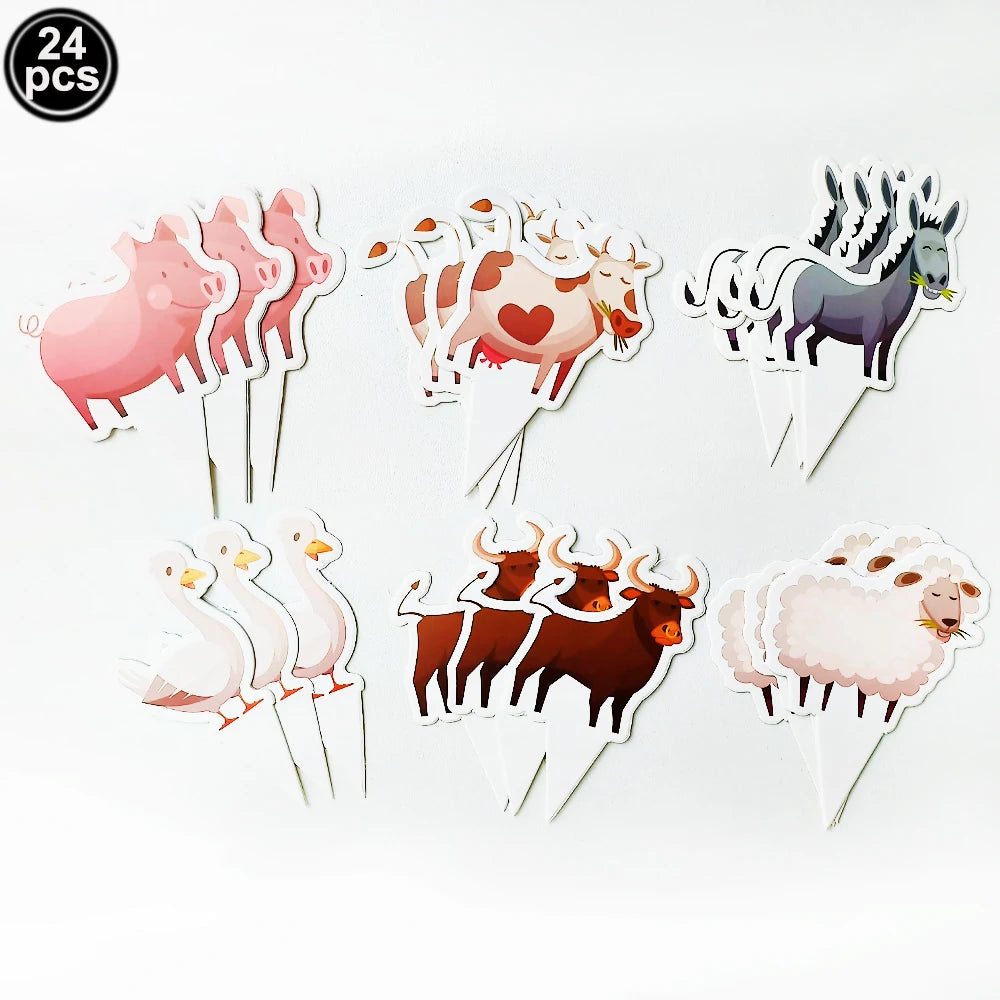 Farm Birthday Party Supplies Animal Farm Paper Plate Pig Sheep Chicken Horses Cows Shape Dinnerware Farm Animal Party Decoration