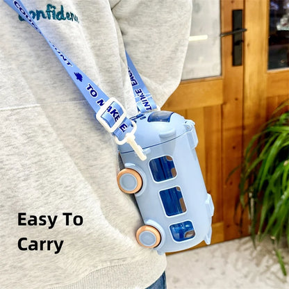 Water Bottle with Straw for Kids, Cartoon Leakproof Water Bottles, Outdoor Portable Drink Bottle, Lovely Cup Bottle for Children