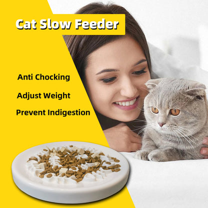 Oitabi Slow Feeder Cat Bowls, Ceramic Cat Slow Bowl Interactive Bloat Stop Slow Feeder Healthy Eating Pet Dog Slow Feeding Bowls