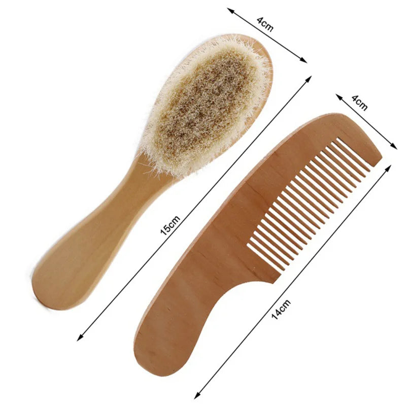 Newborn Baby  Wool Baby Wooden Brush Comb Newborn Hair Brush Infant Head Massager Portable Baby Comb Hair Bath Brush Comb