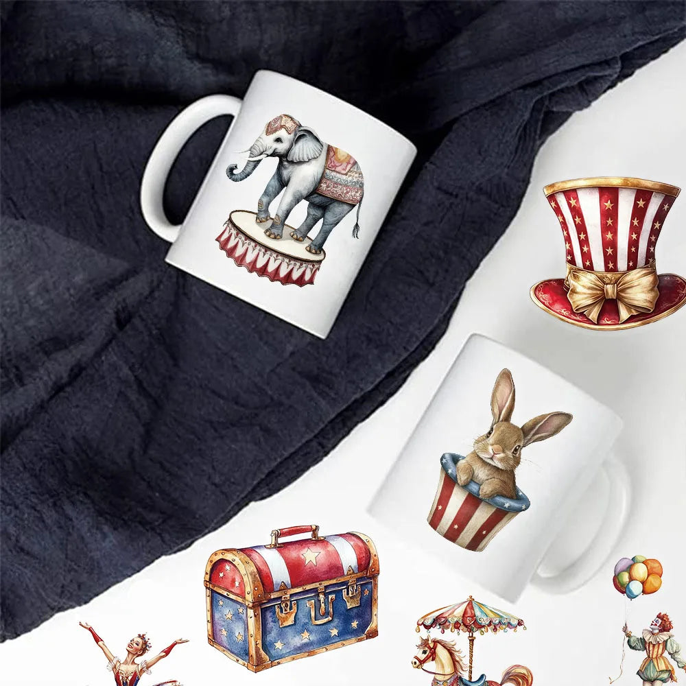 50PCS Creative Circus Stickers Decorative Notebook Phone Cases Water Cups DIY Personalized Waterproof Sticker