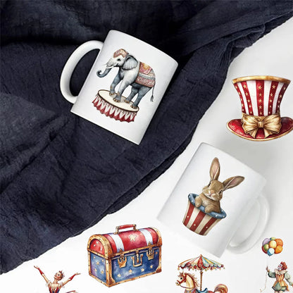 50PCS Creative Circus Stickers Decorative Notebook Phone Cases Water Cups DIY Personalized Waterproof Sticker
