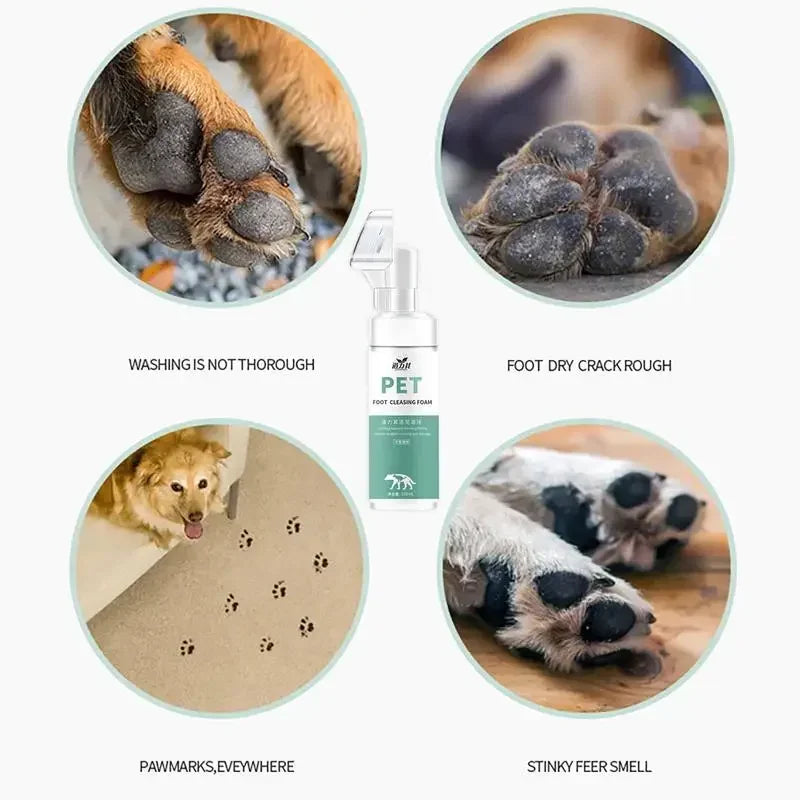 Pet Foot Paw Cleaner 150ml No-Rinse Shampoo With Massaging Brush For Cats Dogs Grooming dog perfume
