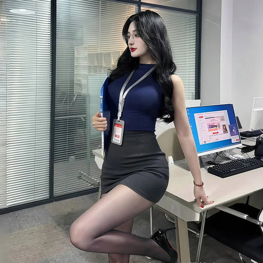 Sexy Office Lady Cosplay Costumes Erotic Lingerie Hip Wrap Skirt Set Women's Secretary Uniform Temptation Porno Clothes Pajamas