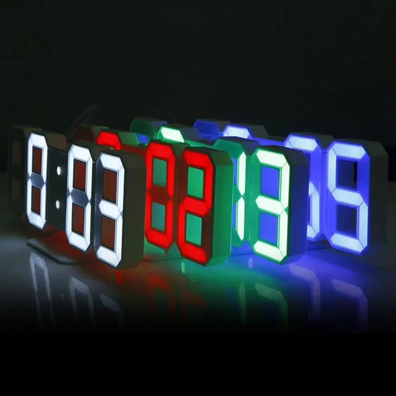 3D digital alarm clock desktop clock wall-mounted living room electronic clock home bedroom ornament clock table clock