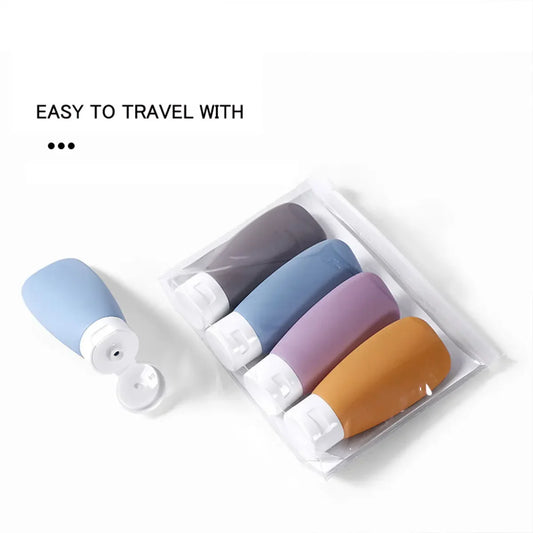 4-piece PE leak-proof travel bottle set, suitable for business travel, portable refillable and squeezable container, ideal for t