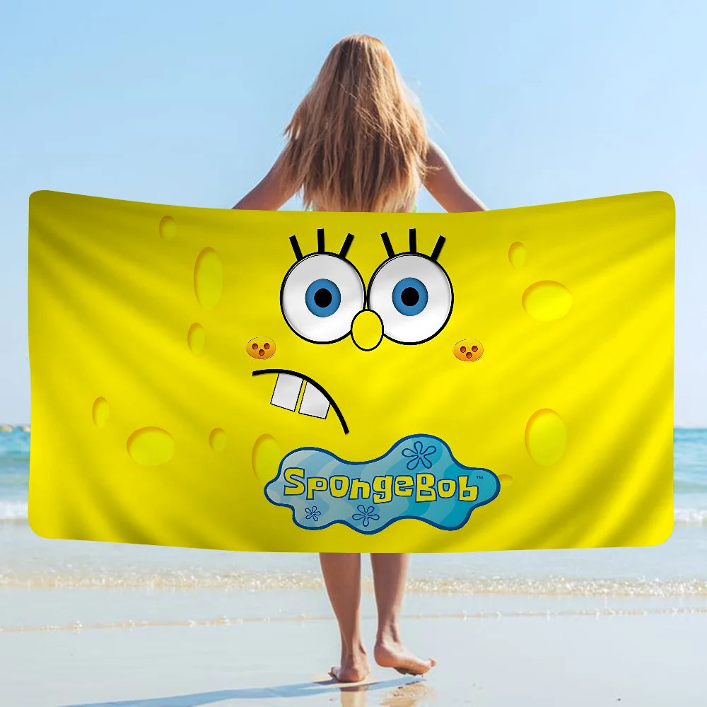 S-SpongeBobs Cartoon Beach Towels Shower Towel Sauna Travel Spa Microfiber Quick Dry Gym Accessories Cute Room Decor