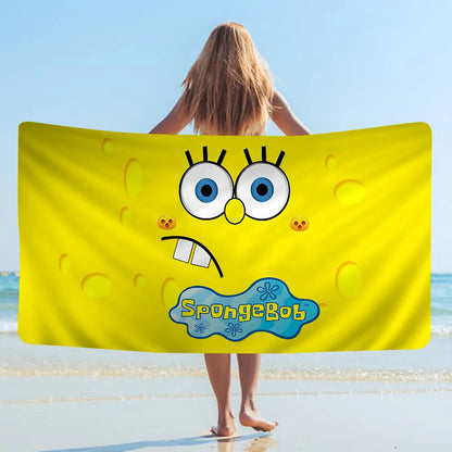 S-SpongeBobs Cartoon Beach Towels Shower Towel Sauna Travel Spa Microfiber Quick Dry Gym Accessories Cute Room Decor
