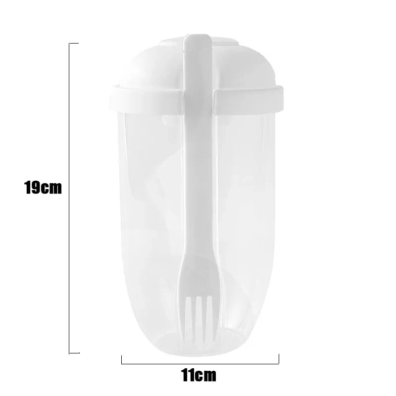 1pc White/Green Portable Bottle Salad Container Bottle-Shaped Bento Salad Bowl For Lunch Salad Box With Fork Salad Bowl