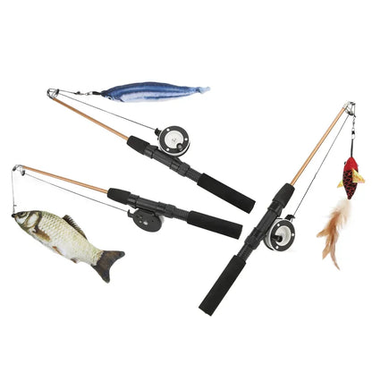 Interactive Cat Fishing Rod Toy - Telescopic, Realistic Fish - Shaped Lure With Pulley - Fun & Flexible For Cat Playtime
