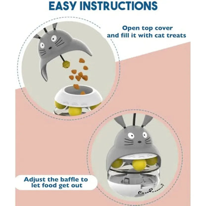 Interactive Cat Feeder Toy - Treat Dispenser & Exercise Toys for Indoor Cats, Fun Food Puzzle with Bell, Pet Feeding Game