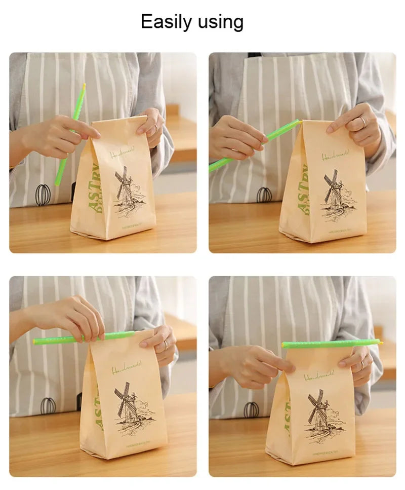 Reusable Bag Clip, Food Storage Sealer - for Snacks, Chips & Kitchen Organizer, Plastic Sealing Stick, Keep Fresh