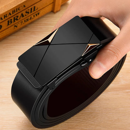 Luxury Fashion Men's Belt Men's Genuine Leather Belt Automatic Buckle Ratchet Belt Random Adjustment Belt Women Waist Belt